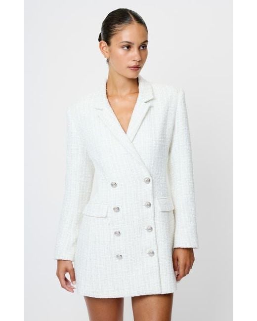 French Connection White Scattered Tinsel Long Sleeve Double Breasted Minidress