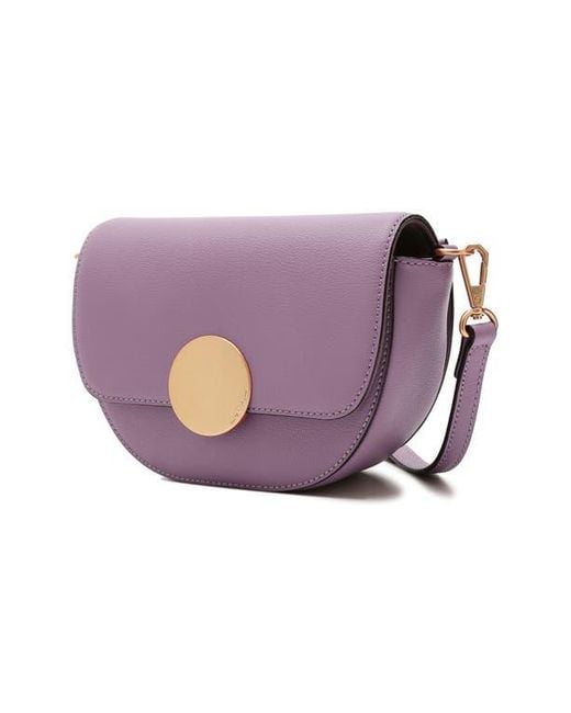 orYANY Purple Lottie Leather Saddle Crossbody Bag