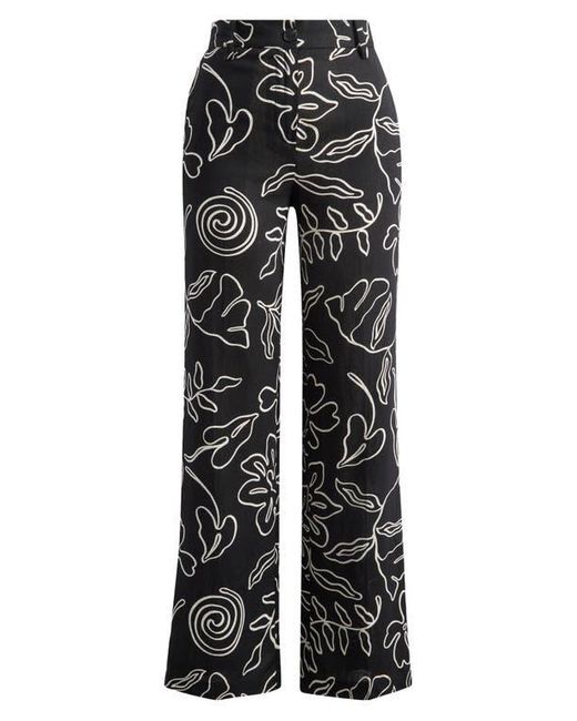 Mango Black Liza Print Wide Leg Pants