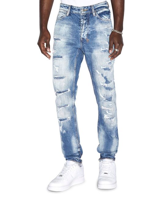 Ksubi Van Winkle Tektonik Dialled Rip & Repair Skinny Jeans in Blue for
