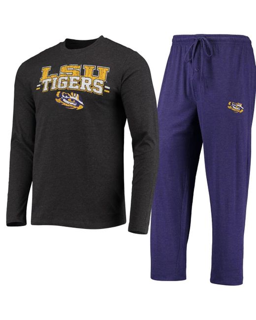 Concepts Sport Blue /heathered Charcoal Lsu Tigers Meter Long Sleeve T-shirt & Pants Sleep Set At Nordstrom for men
