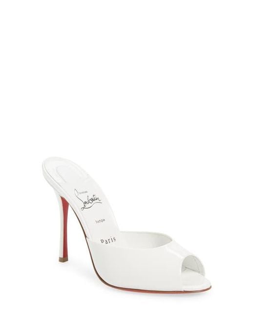 Christian Louboutin White Me Dolly Peep Toe Slide Sandal
