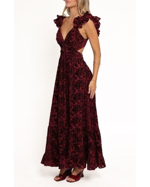 Petal & Pup Harmony Beaded Cutout Maxi Dress in Red | Lyst