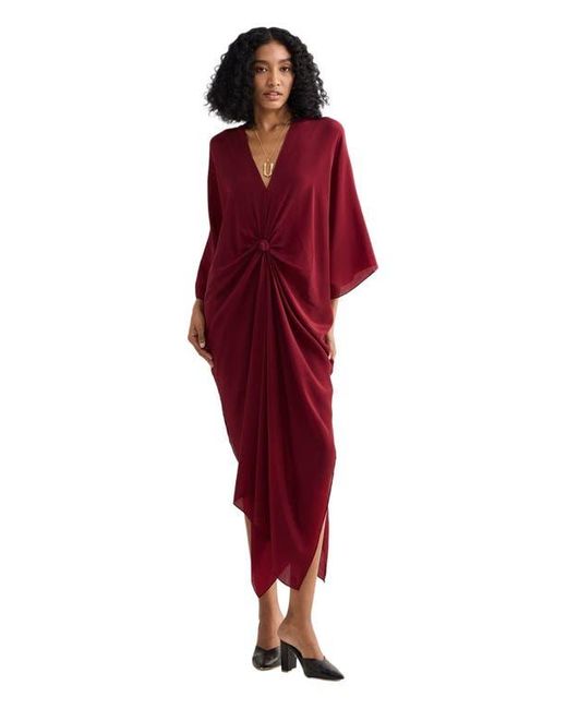 REISTOR Red Front Twist Kaftan Dress