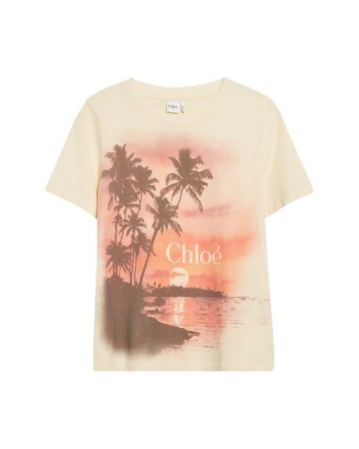 Chloé White Sunset Cotton Jersey Graphic T-Shirt