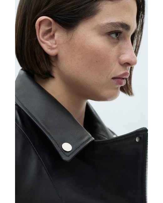 Mango Black Leather Biker Jacket