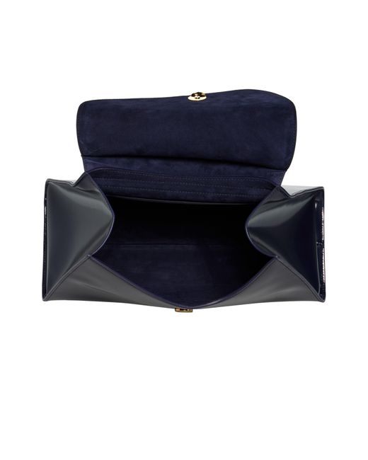 Ferragamo Blue Medium Prisma Leather Top Handle Bag