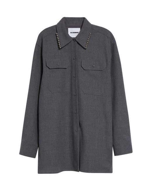 Jil Sander Gray Relaxed Fit Utility Wool Canvas Button-Up Shirt