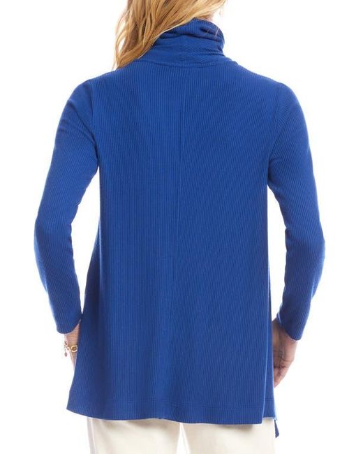 Karen Kane Blue Rib Draped Open Front Cardigan