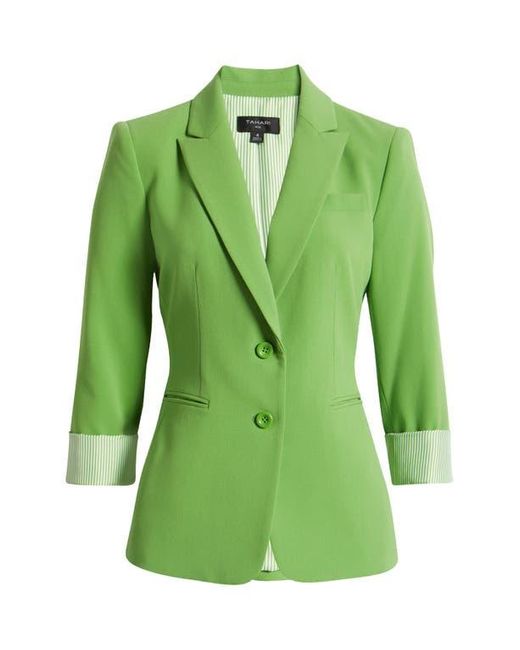 Tahari Green Roll-Cuff Jacket