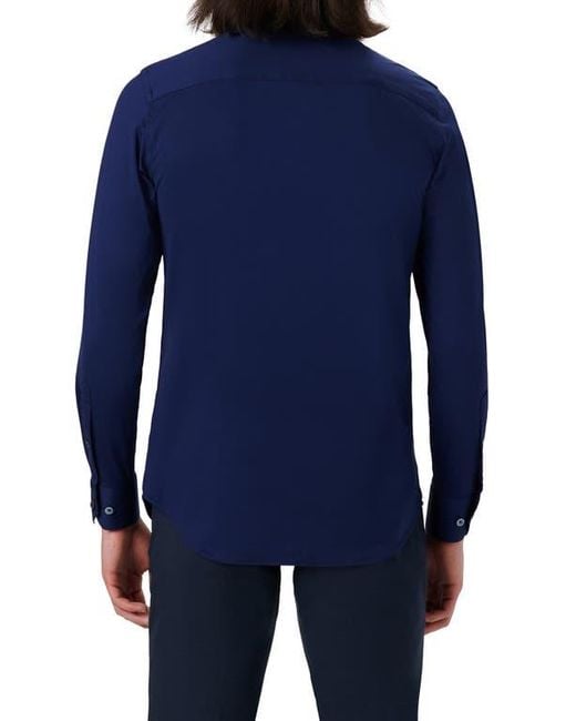 Bugatchi Blue Ooohcotton Solid Button-Up Shirt for men