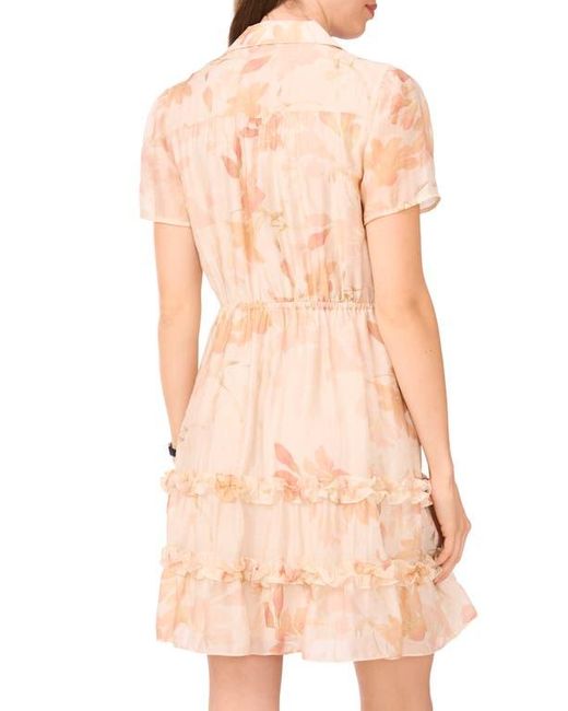 Halogen® Multicolor Ruffle Drawstring Waist Shirtdress