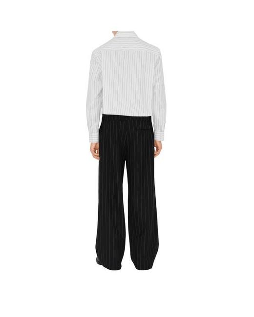 Burberry White Pinstriped Wool Tailored Trousers for men