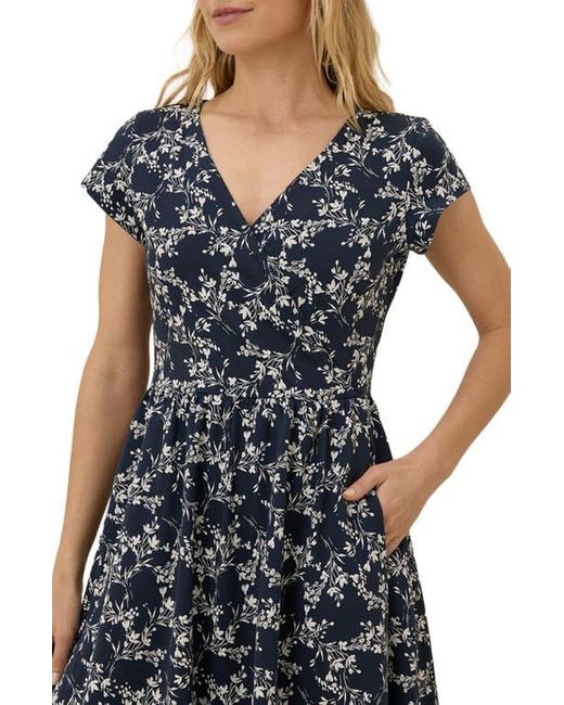 Pact Women's Blue Fit & Flare Crossover Dress