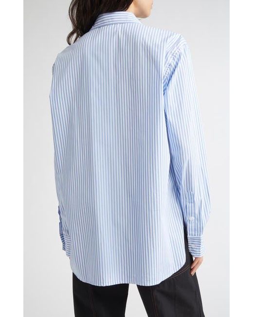 KÚR White I Left My Heart Hand-Embroidered Stripe Button-Up Shirt