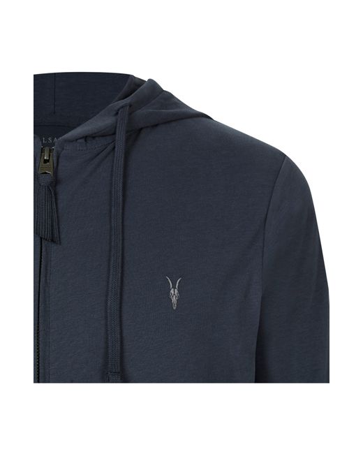 AllSaints Blue Brace Zip Hoodie for men