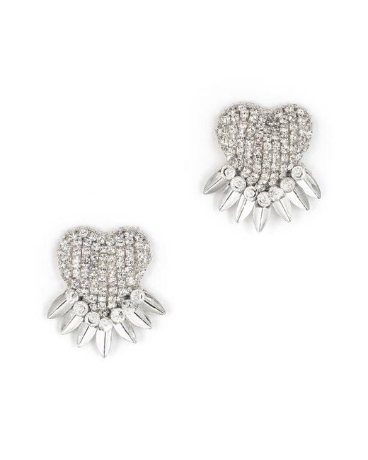 Deepa Gurnani White Danira Crystal Heart Earrings