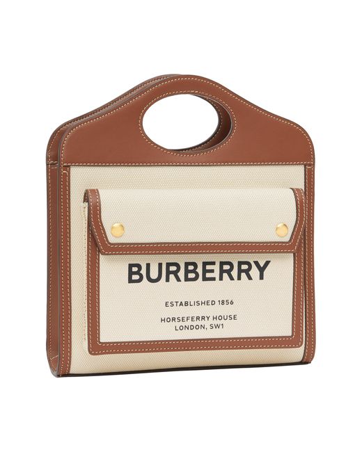 Burberry Brown Mini Two-tone Canvas & Leather Pocket Bag