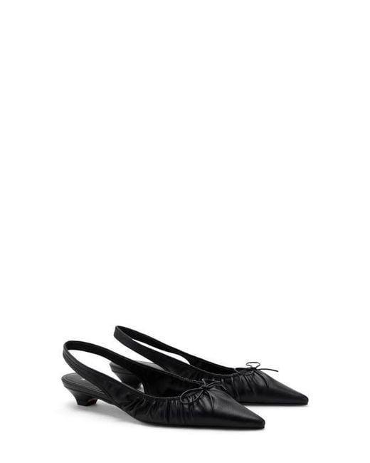 Mango Black Slingback Pointed Toe Kitte Heel Pump