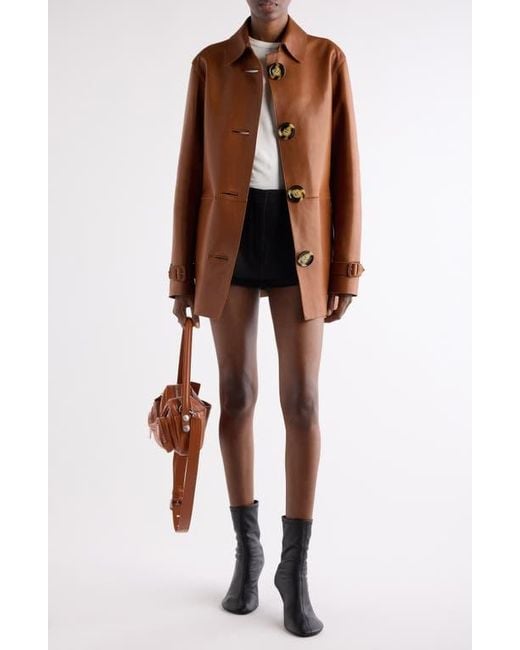 Acne Brown Lorassino Lambskin Leather Jacket