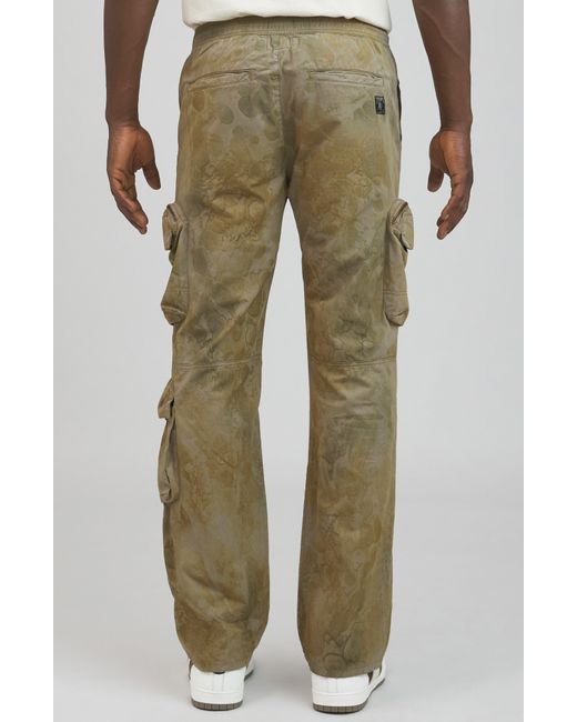 PRPS Green Florance Spatter Print Cargo Pants for men