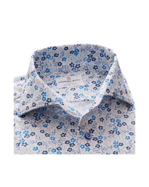 Emanuel Berg Blue Floral Short Sleeve Knit Button-up Shirt for men
