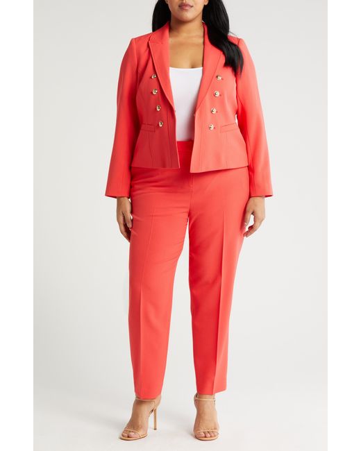 Tahari Red Faux Double Breasted Blazer