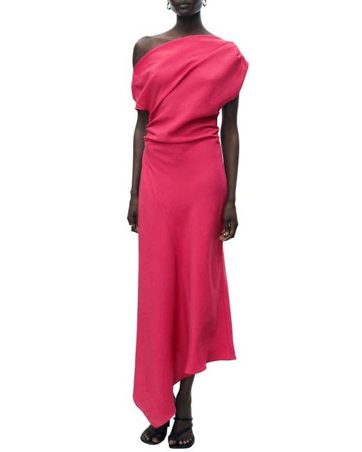 Mango Red Asymmetric One-Shoulder Maxi Dress