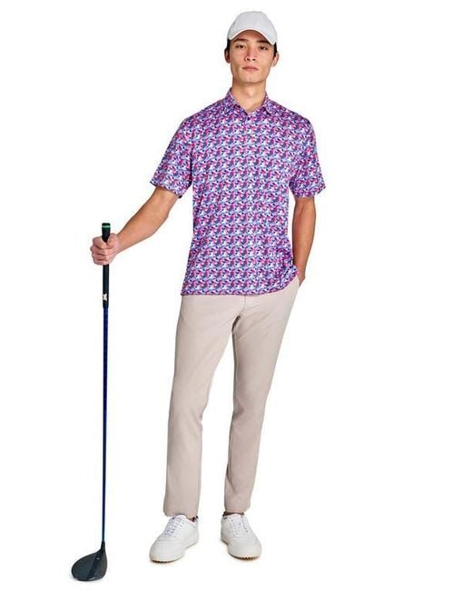 Con.struct Purple Regular Fit Stars & Stripes Recycled Performance Golf Polo for men