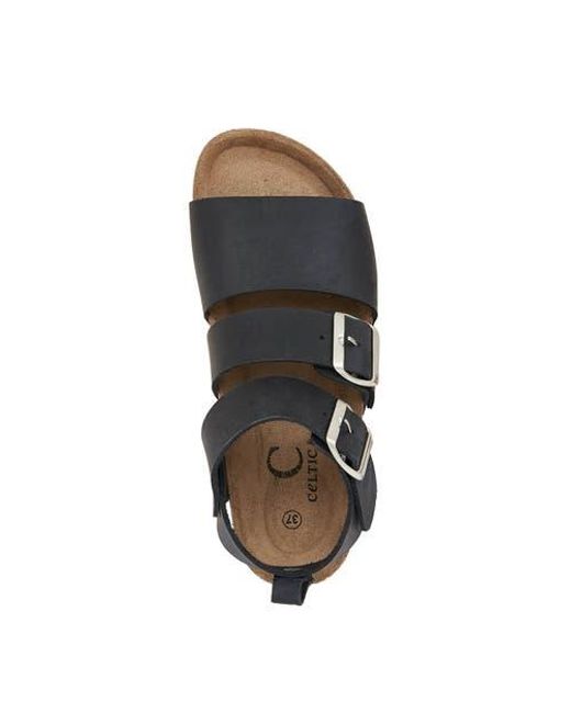 Celtic & Co. Black An Elegant Triple Strap Sandal