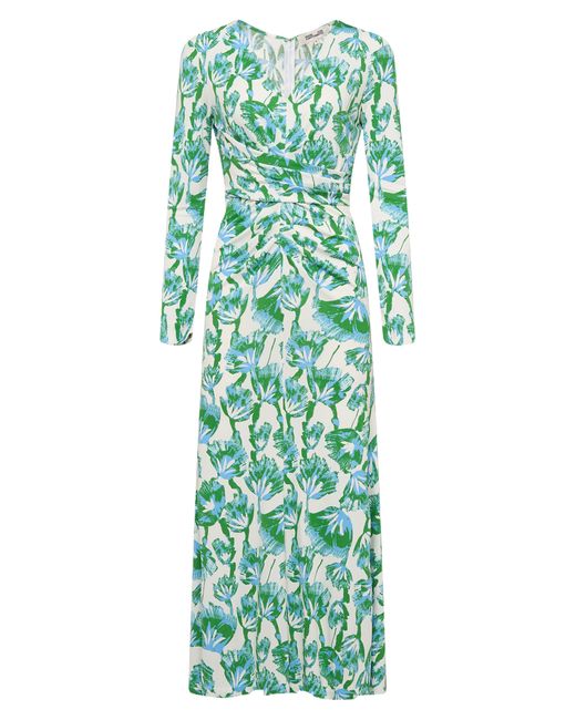 Diane von Furstenberg Green Timmy Floral Long Sleeve Midi Dress