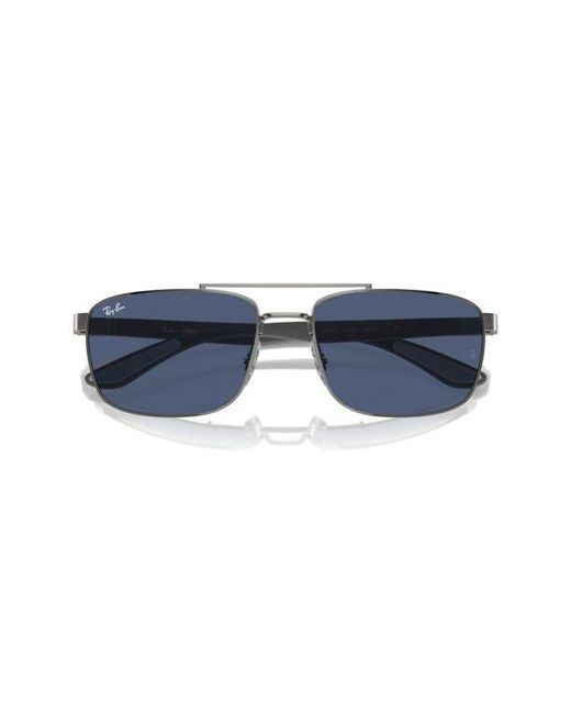 Ray-Ban Blue 60Mm Rectangular Sunglasses for men