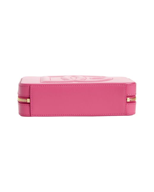 Dolce & Gabbana Pink Dg Logo Leather Camera Crossbody Bag