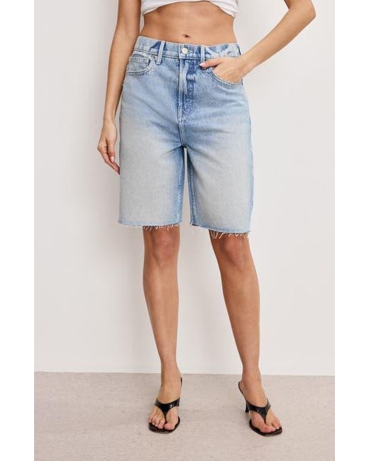 GOOD AMERICAN Blue Good Standard Raw Hem Denim Bermuda Shorts