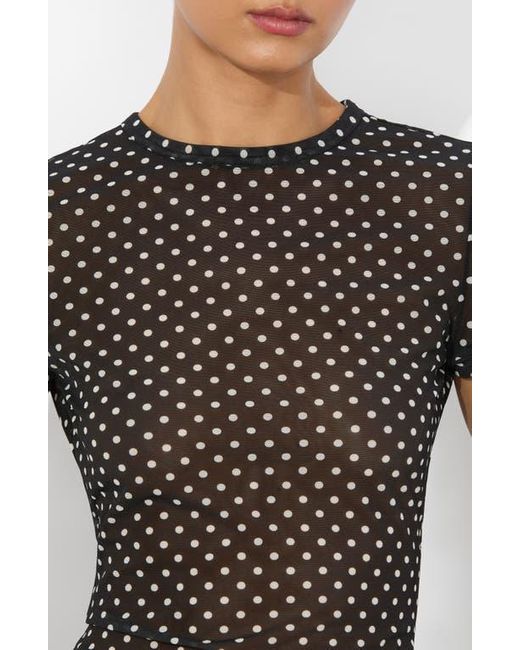 Alice + Olivia Black Tess Print Mesh Top
