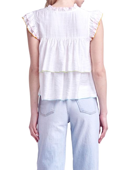 English Factory White Colorblock Edge Tiered Top