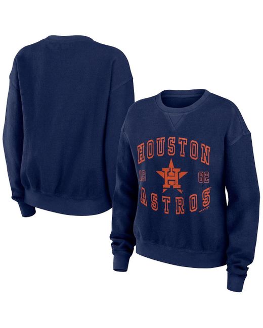 Houston Astros WEAR by Erin Andrews Women's Color Block Script Pullover  Sweater - White/Navy