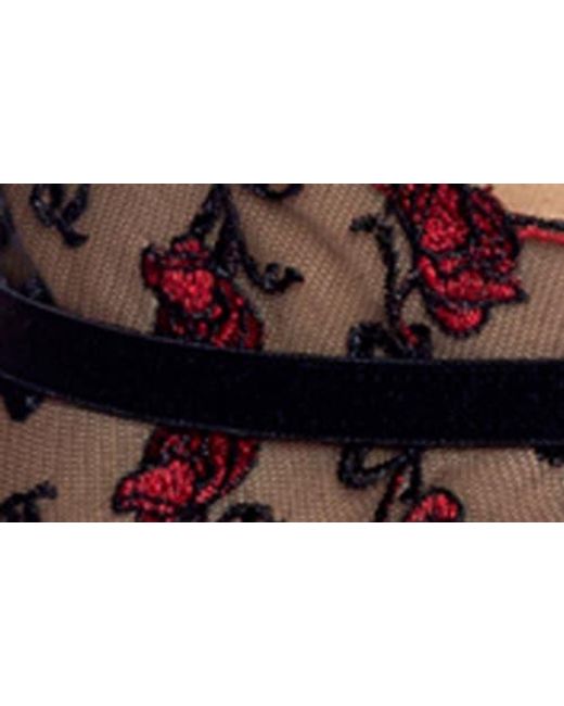 ROMA CONFIDENTIAL Multicolor Blossom Embroidered Underwire Bra, Garter Belt & Thong Set