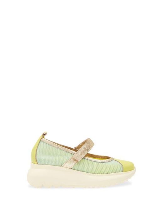 Wonders Yellow Mesh & Leather Flat