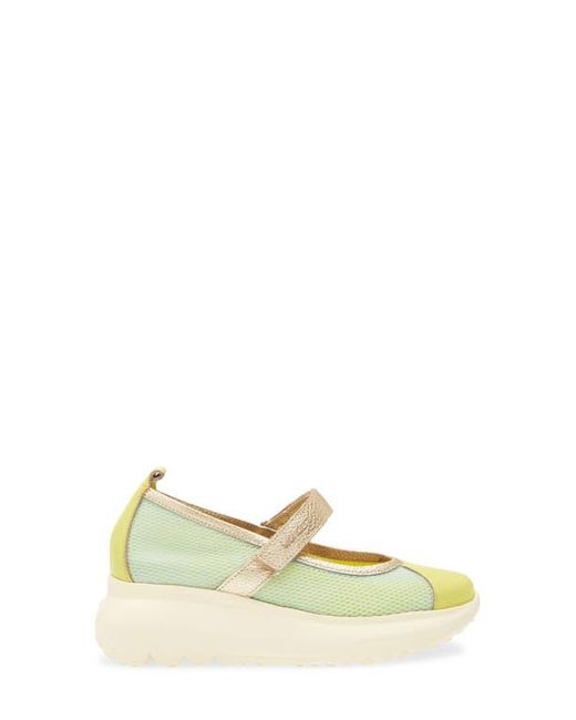 Wonders Yellow Mesh & Leather Flat