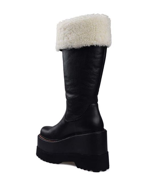 Zigi Black Flor Faux Fur Trim Platform Boot