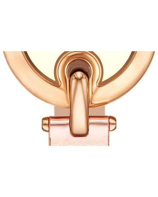 Tory Burch Pink The Small Pierced Leather Strap Watch, 30Mm