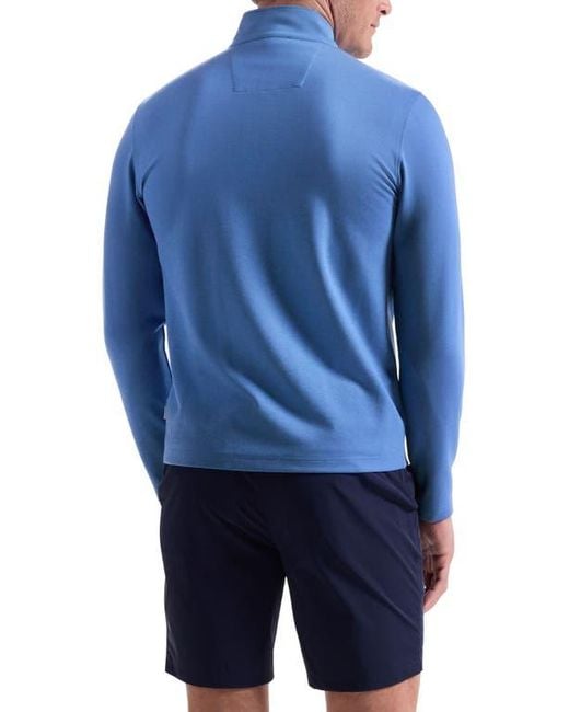 Bugatchi Blue Solid Quarter Zip Pullover for men