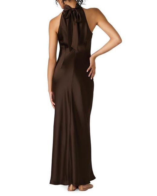 Steve Madden Brown Lara Satin Bias Cut Maxi Dress