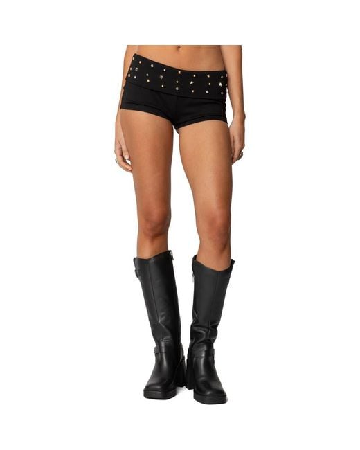 Edikted Black Studded Micro Shorts