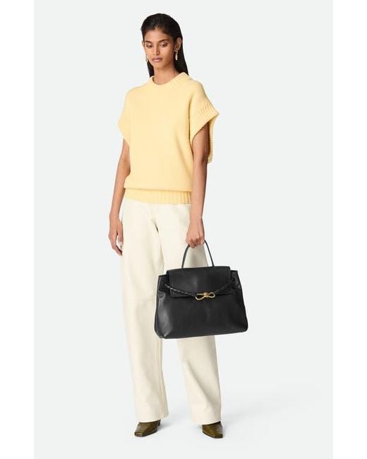 Bottega Veneta Black Ciao Ciao Knot Detail Leather Top Handle Bag