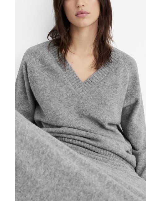 Mango Gray Oversize V-Neck Sweater