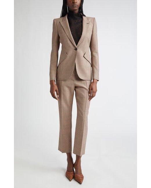 Alexander McQueen Brown Prince Of Wales Wool Cigarette Pants