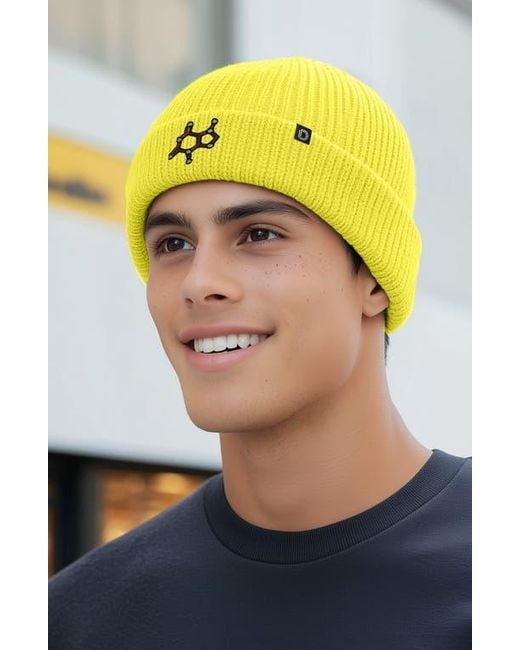 Alix Yellow Molecule Beanie for men