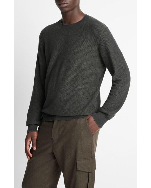Vince Gray Geometric Jacquard Wool & Cotton Blend Crewneck Sweater for men